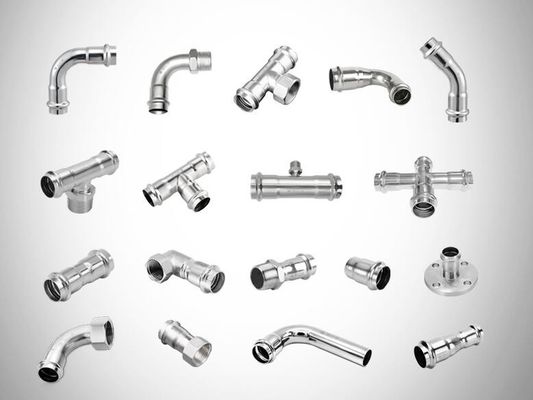 M Type / V Type Press Fit ฟิตติ้งขัดเงาฟิตติ้งท่อประปาสแตนเลส