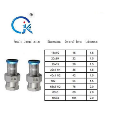 ฟิตติ้งกดสแตนเลสเป็นมิตรกับสิ่งแวดล้อม DN22 ข้อต่อท่อซ็อกเก็ต