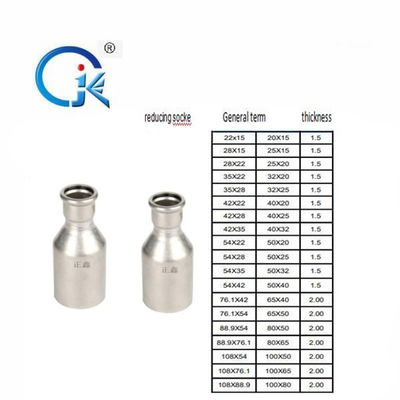 DN22 สแตนเลสสตีลฟิตติ้งกดข้อต่อเท่ากับ ISO9001 ได้รับการอนุมัติ